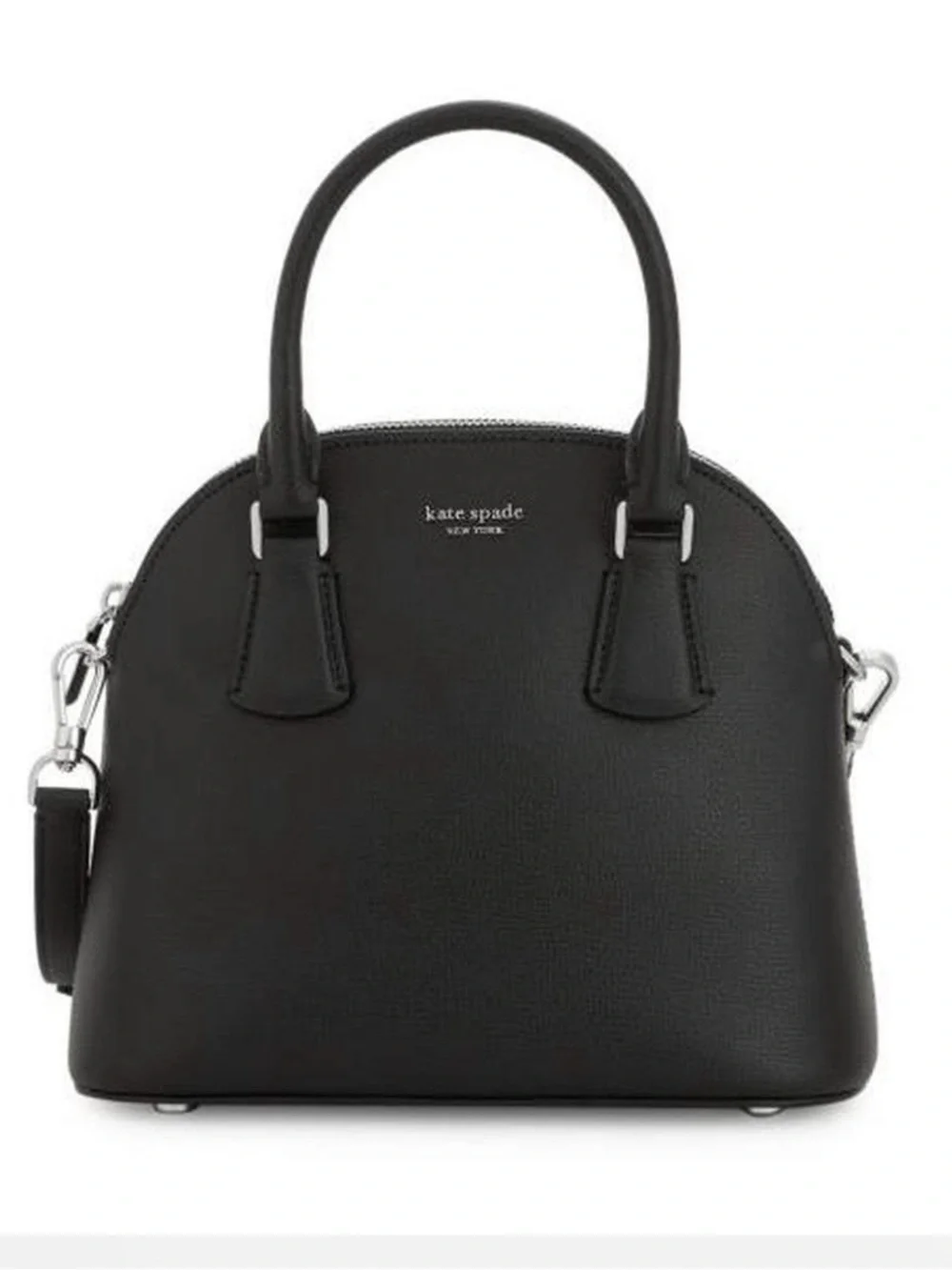 kate spade black dome satchel with detachable strap